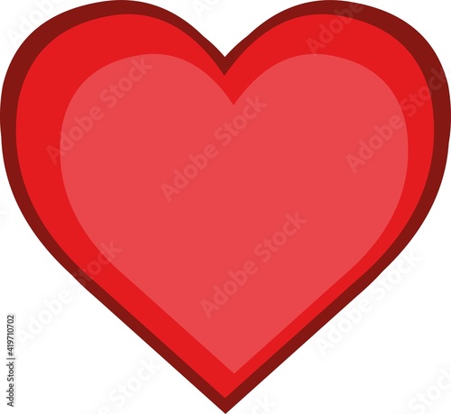 Vector illustration of emoticon in the shape of a red heart