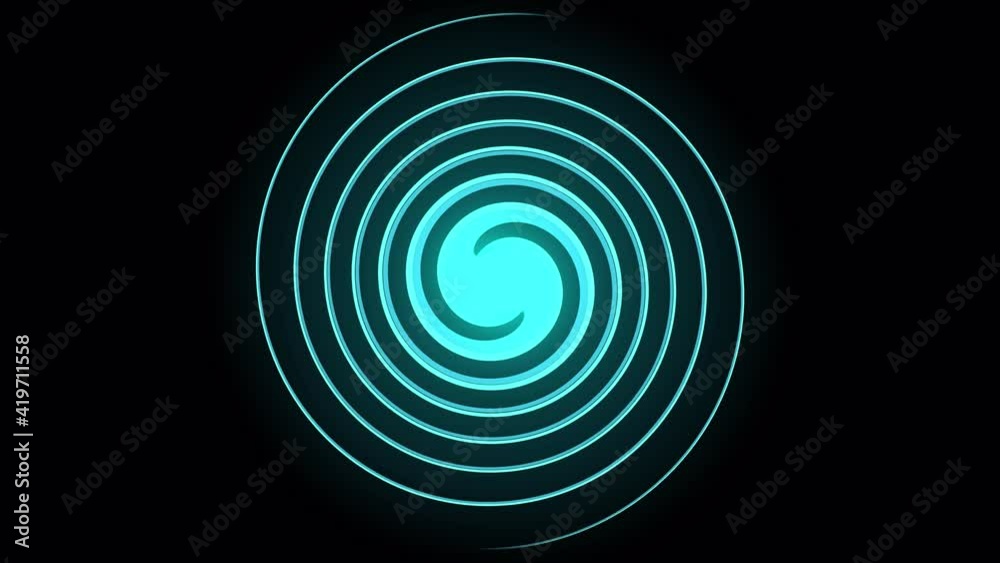 Psychedelic twisting circles. Round striped black white lines. Swirling hypnotic rotating abstraction. Op art effect, optical illusion. Seamless looping animation.