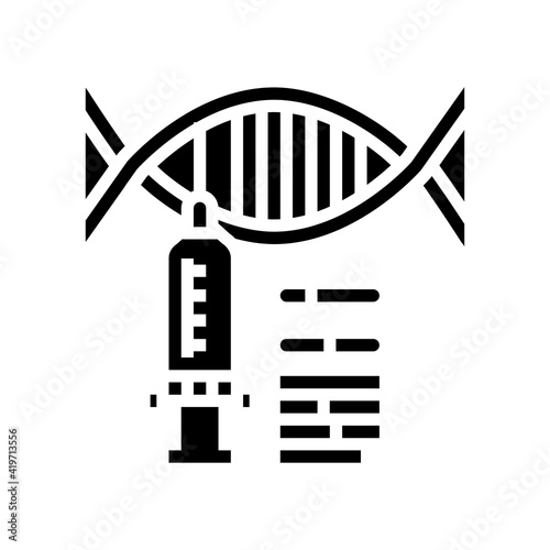 syringe molecular genetic glyph icon vector. syringe molecular genetic sign. isolated contour symbol black illustration