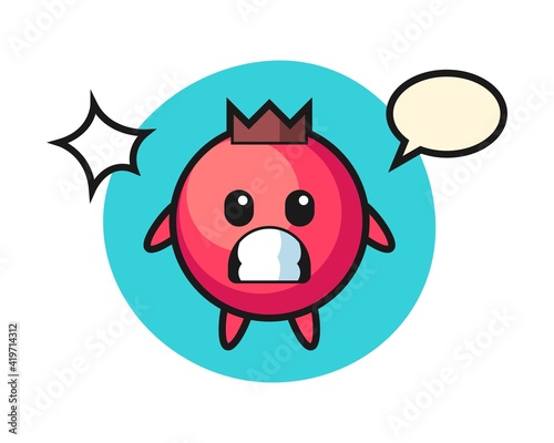 Cranberry character cartoon with shocked gesture