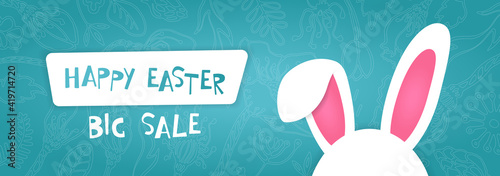 Happy easter banner template. Big spring sale banner