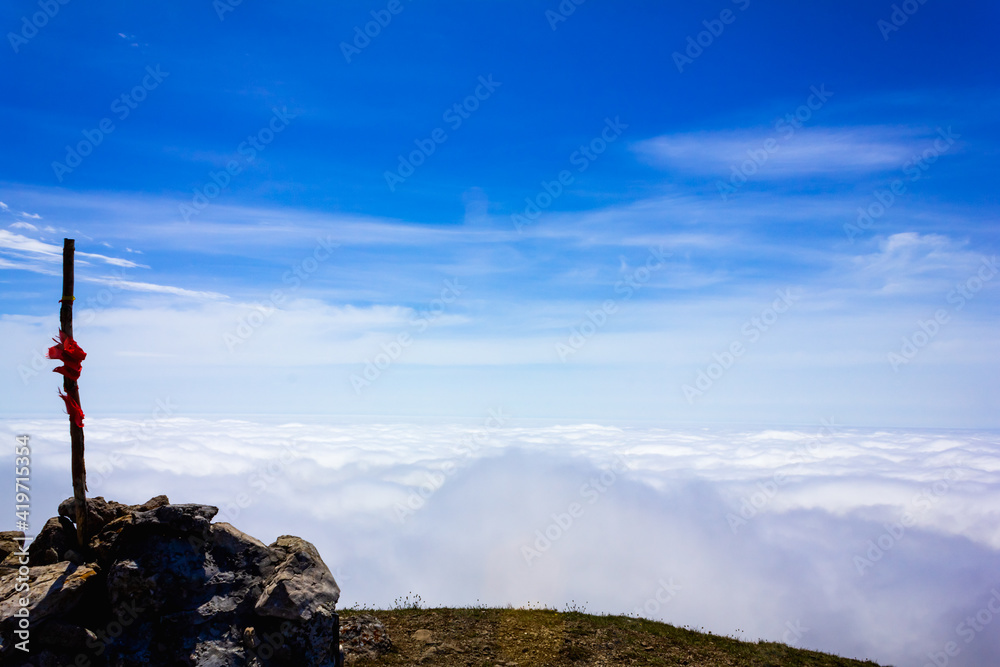 Fototapeta premium view of clouds from the top of the mountain