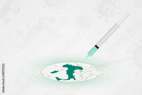 Italy vaccination concept, vaccine injection in map of Italy. Vaccine and vaccination against coronavirus, COVID-19.