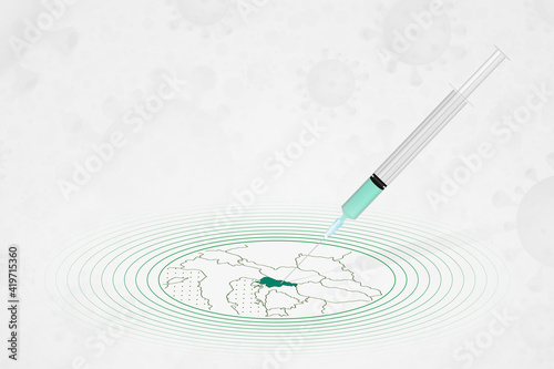 Slovenia vaccination concept, vaccine injection in map of Slovenia. Vaccine and vaccination against coronavirus, COVID-19.