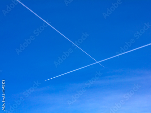 traces of an airplane in the sky