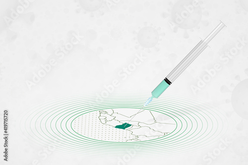 Ghana vaccination concept, vaccine injection in map of Ghana. Vaccine and vaccination against coronavirus, COVID-19.