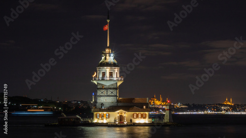 Maiden's Tower and crescent moon
