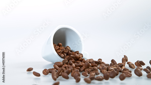 Spilled coffee beans from c...