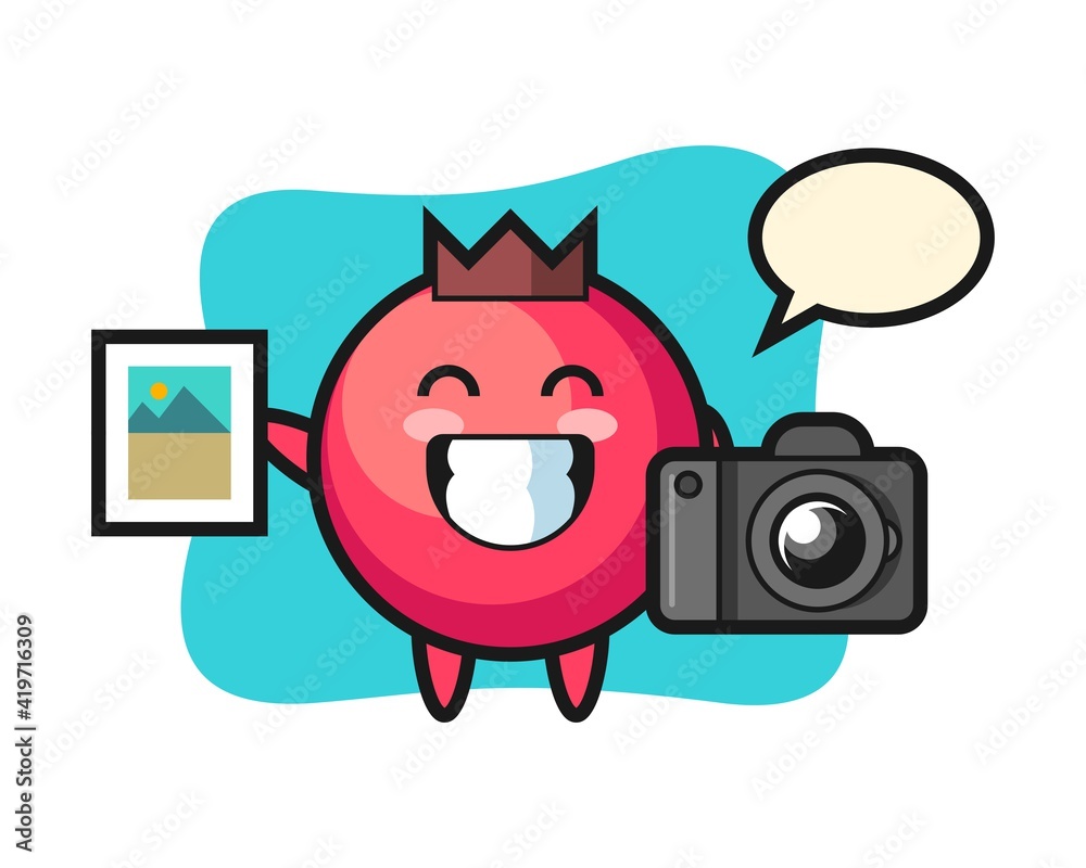 Character illustration of cranberry as a photographer Character illustration of cranberry as a photographer