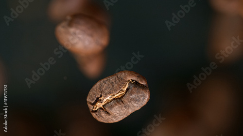 Falling Roasted Coffee Bean...