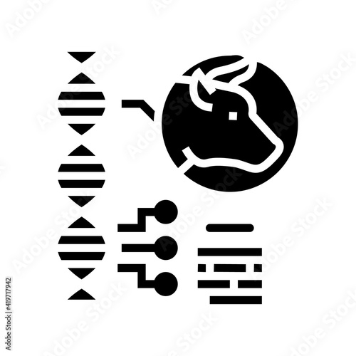 animal genetic glyph icon vector. animal genetic sign. isolated contour symbol black illustration