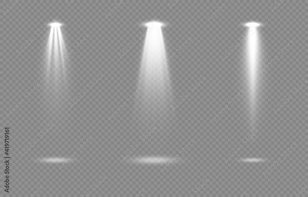 Vector set of light. Light source, studio lighting, walls, png. Light