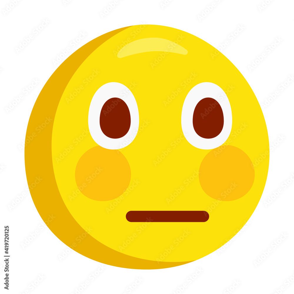 Flushed Emoji Icon Illustration. Embarrassed Vector Symbol Emoticon