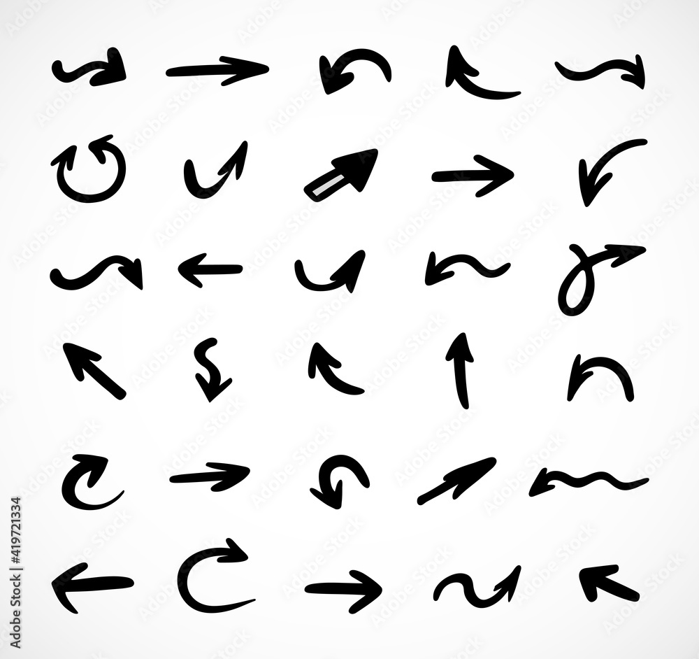 Vector set of hand-drawn arrows, elements for presentation Vector set of hand-drawn arrows, elements for presentation