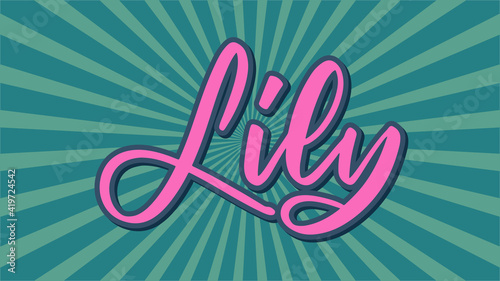 Lily Name Vector Typography With Green Starburst