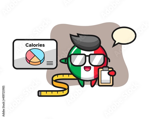 Illustration of italy flag badge mascot as a dietitian