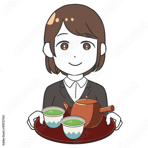 会社のお茶出し　女性