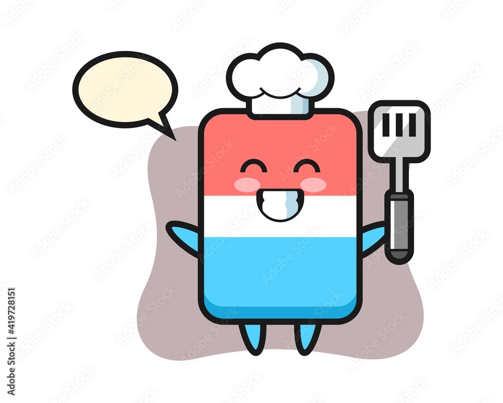 Eraser character cartoon as a chef is cooking Eraser character cartoon as a chef is cooking