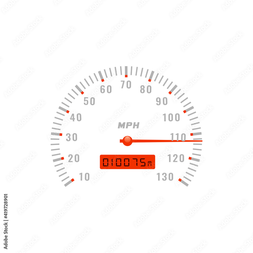 Speedometer gauge, car speed dashboard odometer, vector gage scale dial counter. Speedometer
