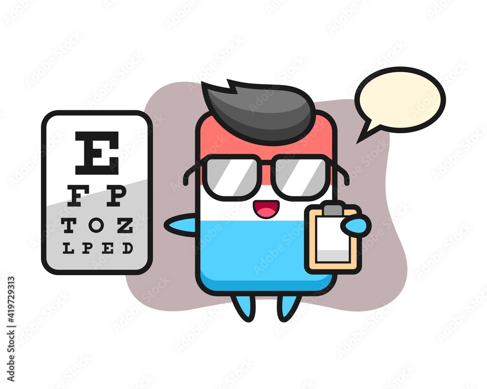 Illustration of eraser mascot as a ophthalmology Illustration of eraser mascot as a ophthalmology