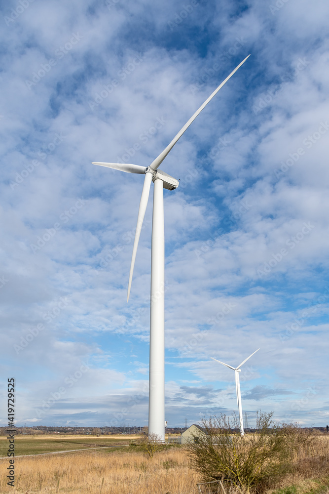 Renewable energy wind turbine in a field Renewable energy wind turbine in a field
