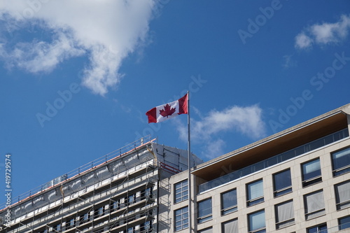 Canadian flag on the roof