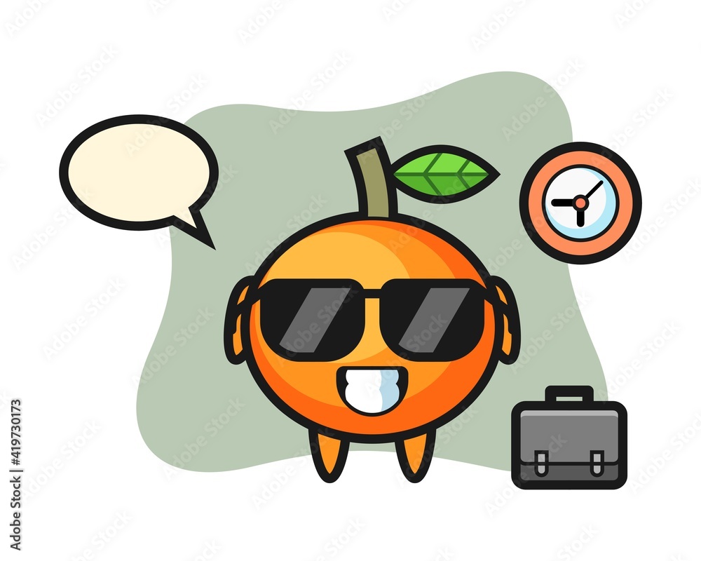 Cartoon mascot of mandarin orange as a businessman Cartoon mascot of mandarin orange as a businessman