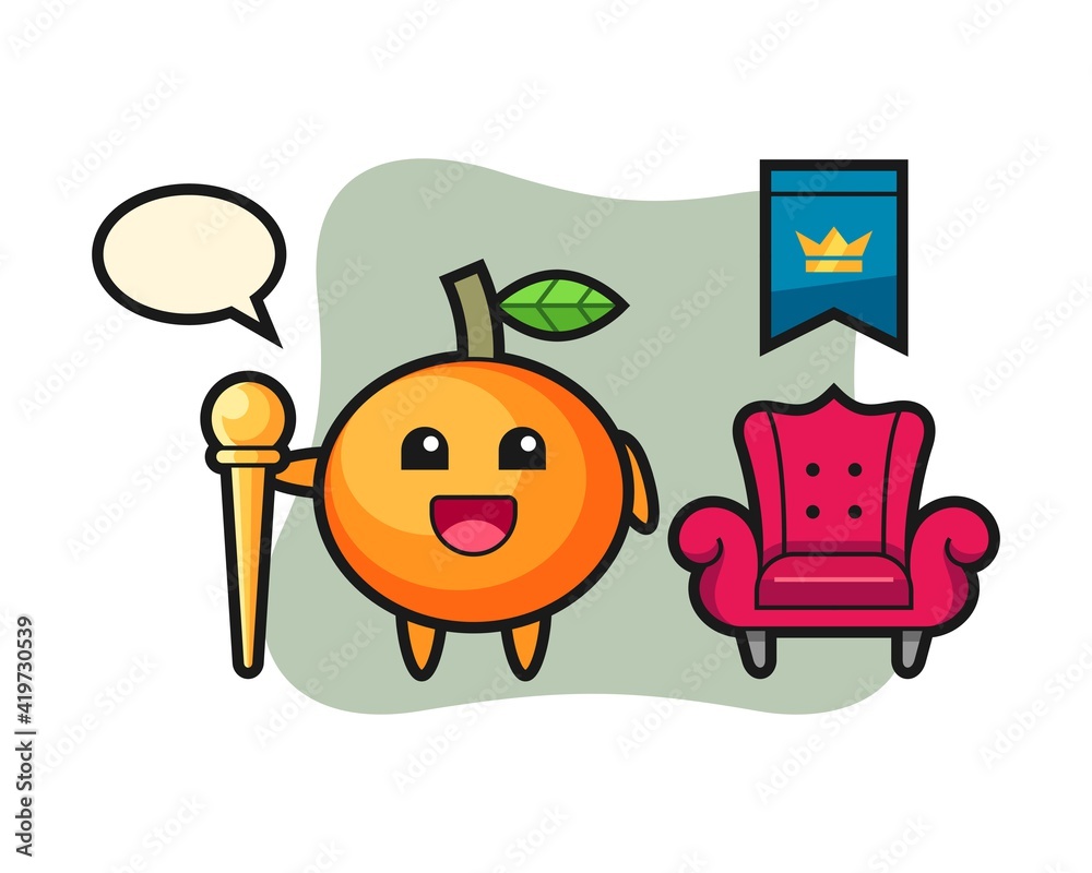 Mascot cartoon of mandarin orange as a king Mascot cartoon of mandarin orange as a king