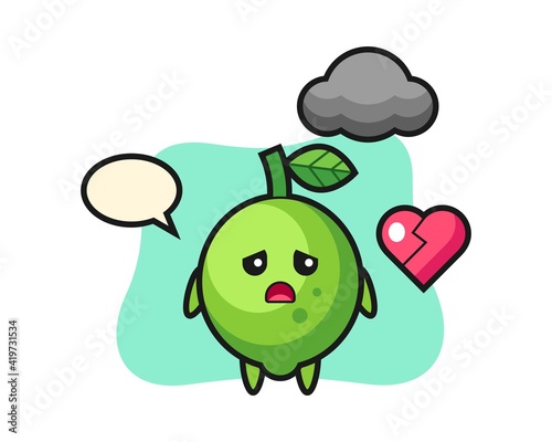 Lime cartoon illustration is broken heart