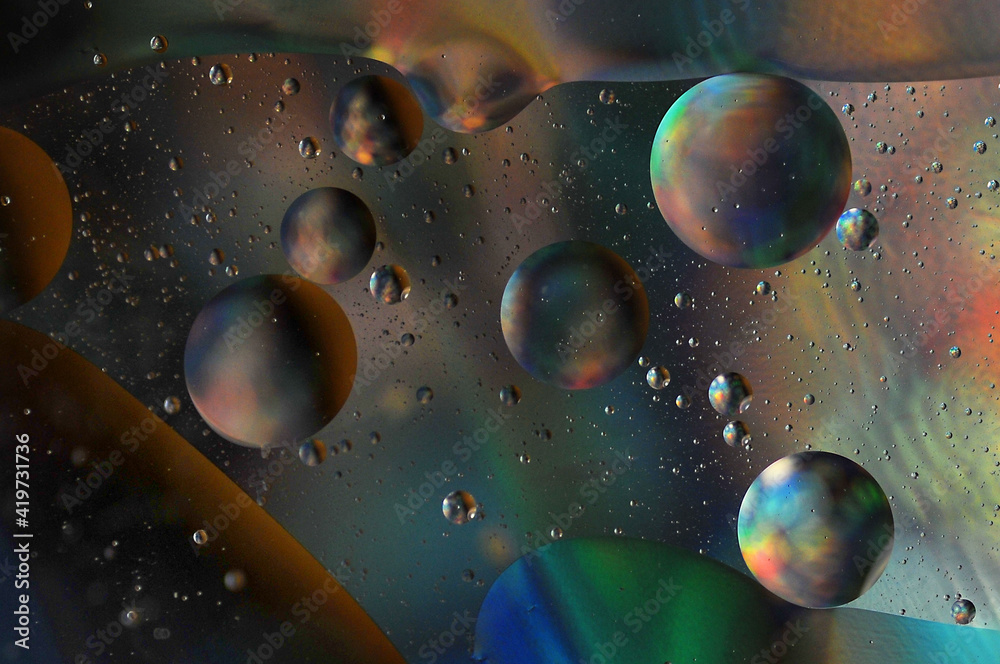 oil and water abstract bubbles