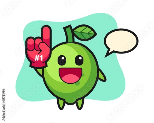 Lime illustration cartoon with number 1 fans glove