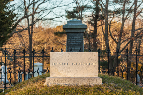 USA, Massachusetts, Marshfield, grave of US statesman Daniel Webster photo