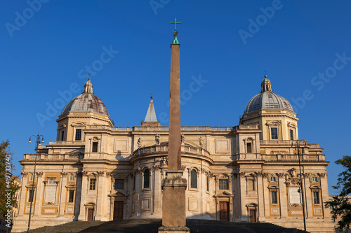 Italy, Rome, Santa Maria Maggiore Basilica, Obelisk and basilica