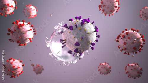 Three dimensional render of coronavirus mutation photo