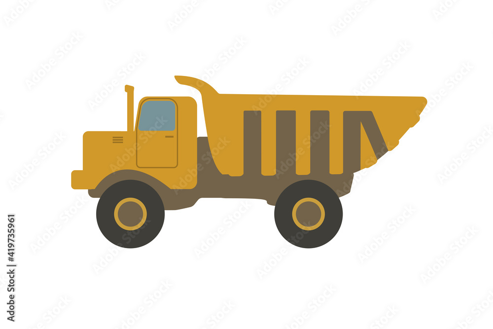 Trucks and construction equipment. Yellow truck. Trucks and construction equipment. Yellow truck.