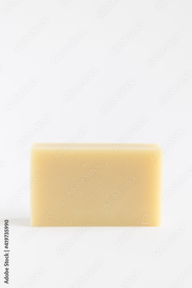 bar of natural hand soap on white background