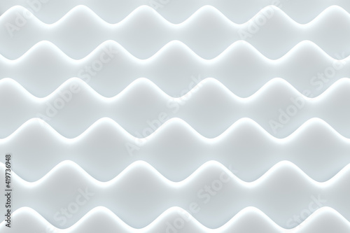 Abstract white background. Dimensional horizontal waves. 3D illustration.