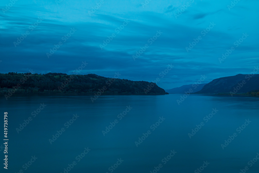 Blue Hour Sunset on Columbia River Gorge Blue Hour Sunset on Columbia River Gorge