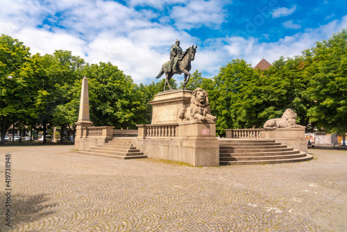 Germany, Baden-Wurttemberg, Stuttgart, Equestrian statue of Kaiser Wilhelm I at Karlsplatz