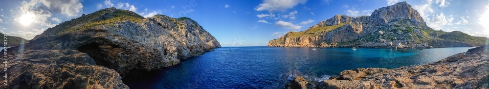 Panorama at Cala Figuera near Formentor on the balearic island of Mallorca, Spain
