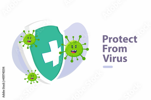 Protect from virus. protect from covid-19 virus or coronavirus concept. fight the virus. defend from virus. avoiding corona viruses - Vector illustration