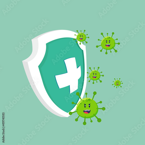 Protect from virus. protect from covid-19 virus or coronavirus concept. fight the virus. defend from virus. avoiding corona viruses - Vector illustration