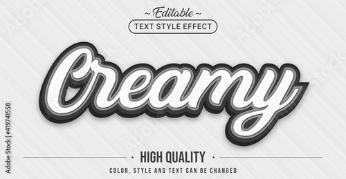 Editable text style effect - White Creamy with Black Outline text style theme.