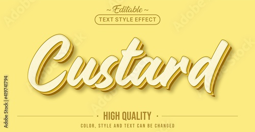 Editable text style effect - Yellow Custard text style theme. photo