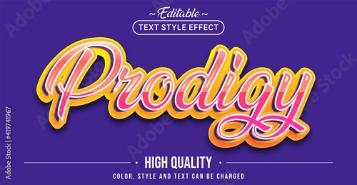 Fényképezés Editable text style effect - Prodigy text style theme.