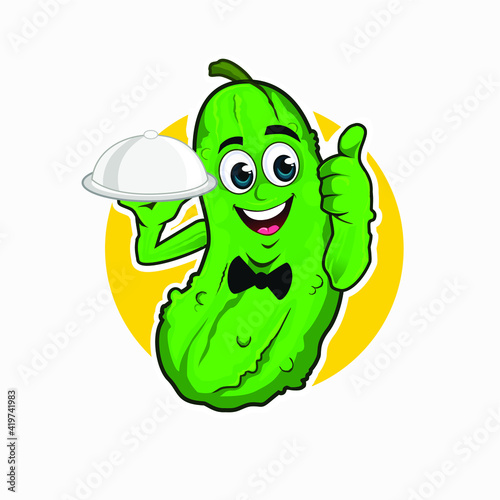 pickle chef mascot cartoon in vector