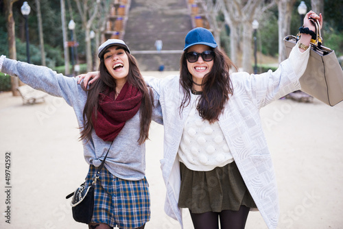 Happy friends in park