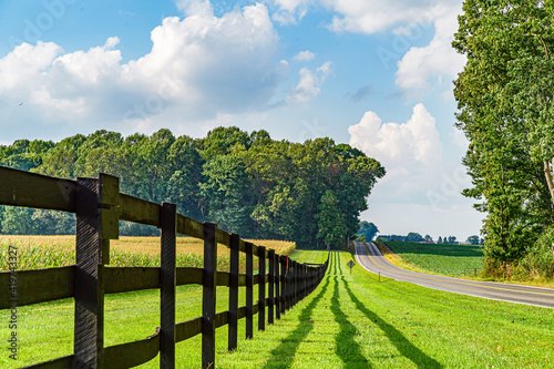 Wallpaper Mural Amish country field agriculture, beautiful brown wooden fence, farm, barn in Lan