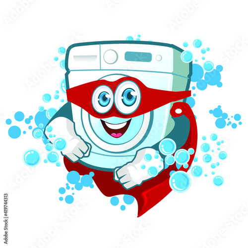 washing machine mascot cartoon in vector