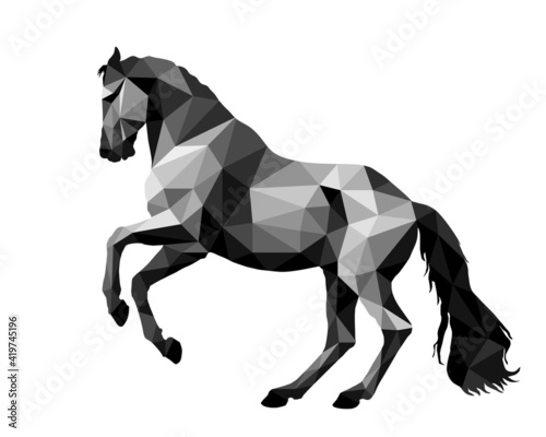 prancing horse, isolated image on a white background in the style of low Poly